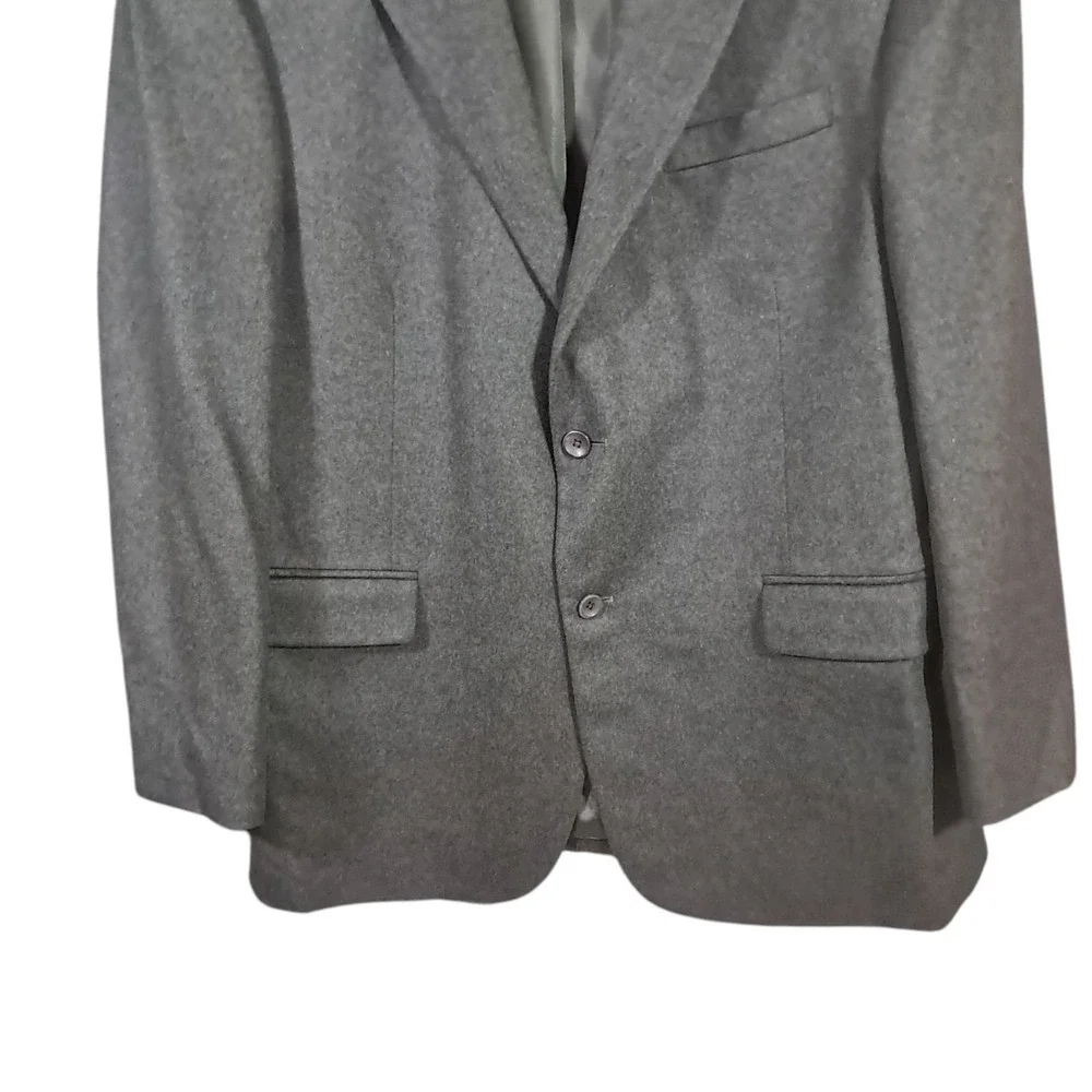 Oscar de la Renta Jacket XL‎ Gray Wool Cashmere Brushed Flannel Blazer Soft 46R